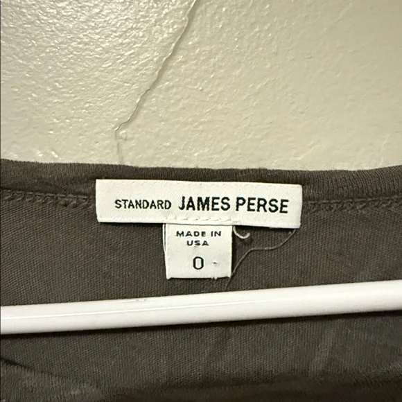 Standard James Perse Dark Gray Linen Long Sleeve Pocket Tee - Picture 2 of 9